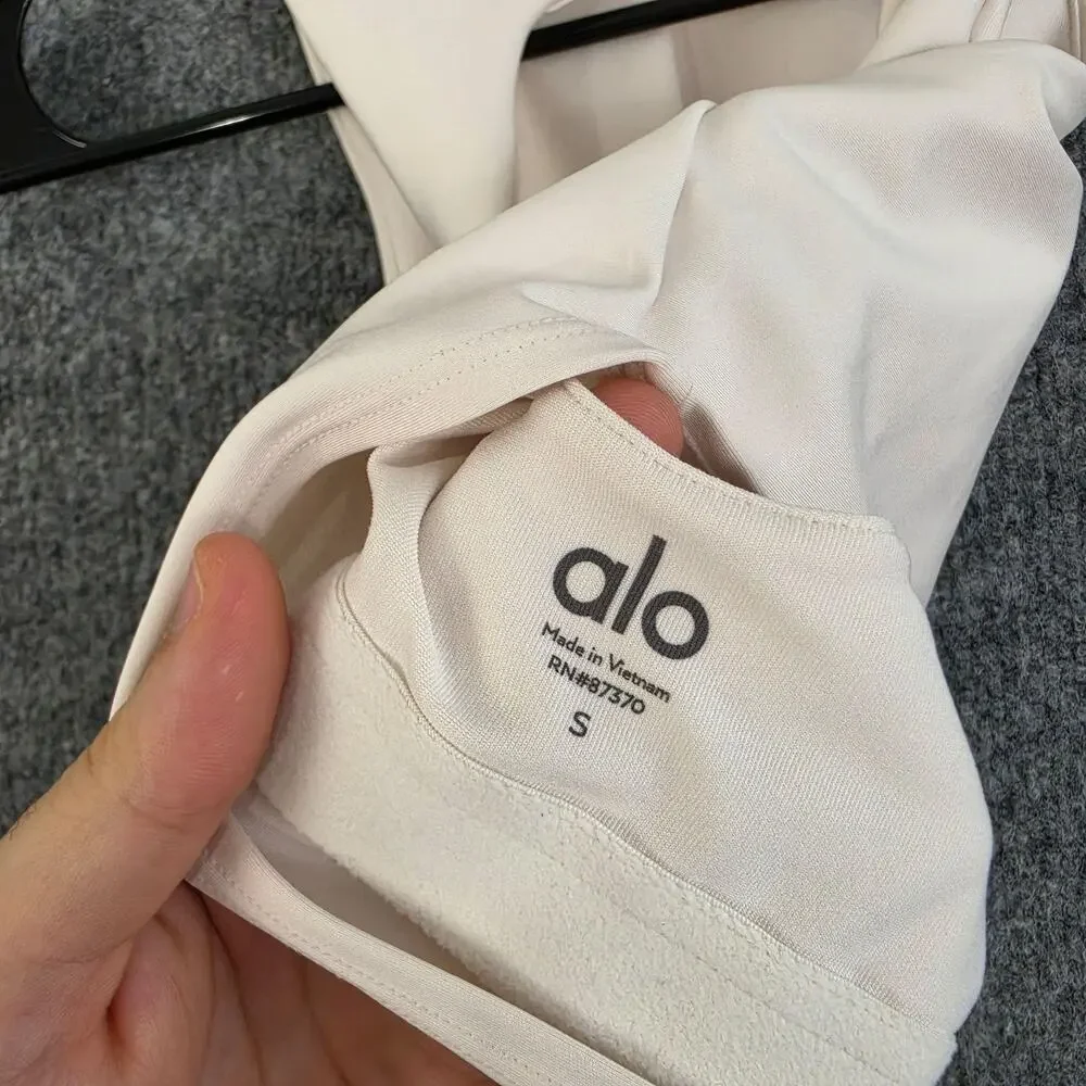 Alo Yoga Sports Bra Women Small High Neck Longline White Racerback Yoga Pilate